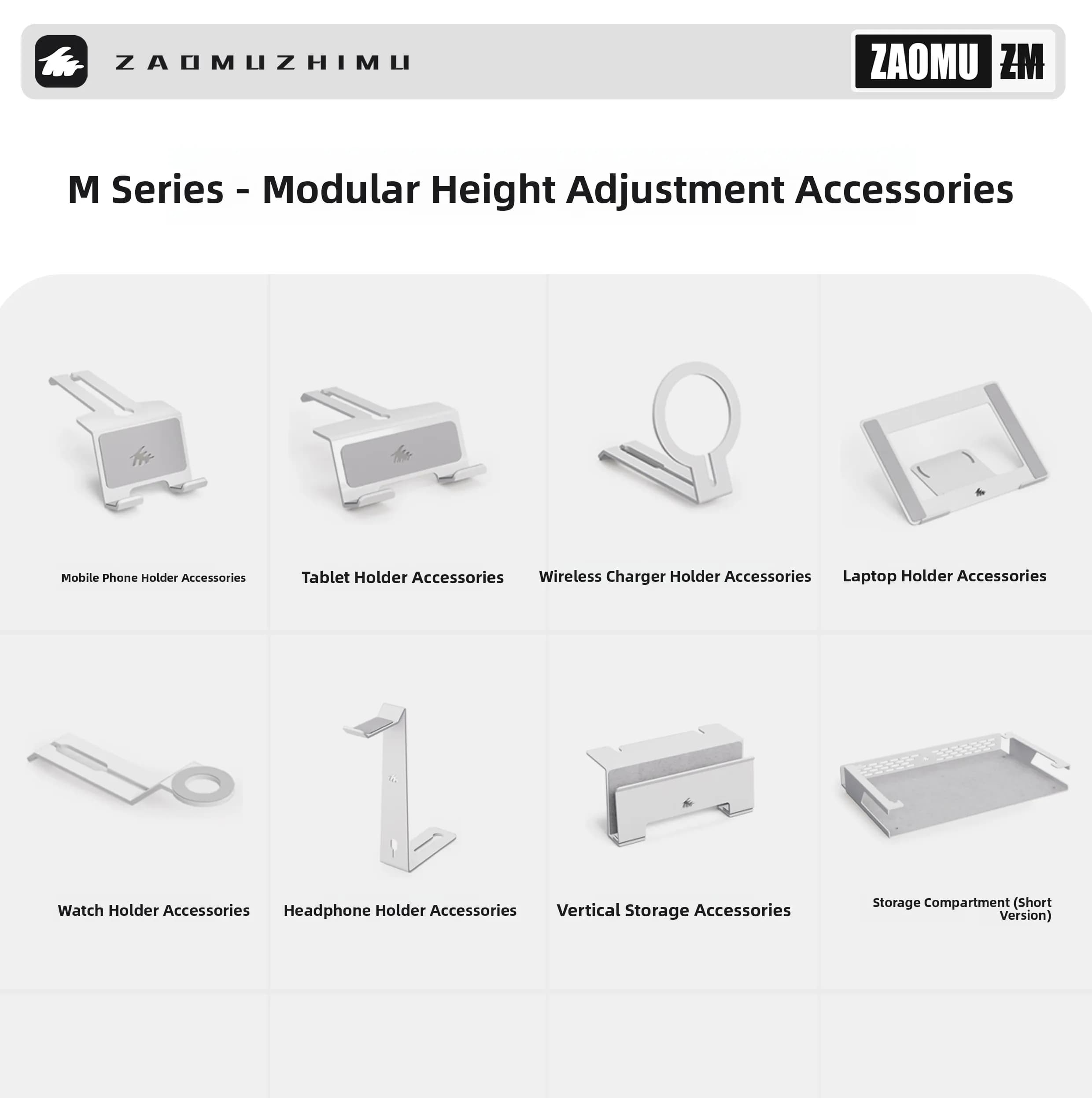 Supporto Bianco Serie M per Notebook, Rialzo Monitor, Scaffale Portaoggetti, Porta Cellulare, Design Semplice e Moderno per Casa e Ufficio