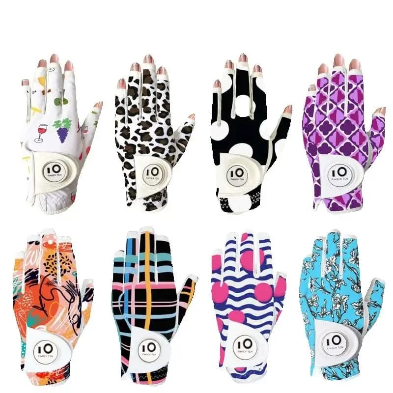 Guanti da Golf per unghie con impugnatura per tutte le stagioni donna in pelle per mano sinistra con pennarello a sfera mezze dita taglia XS S M L XL Drop Shipping