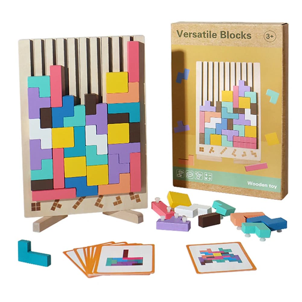 Puzzle di Blocchi Russi in Legno, Gioco di Intelligenza Tangram per Bambini e Bambine di 3 4 5 6 7 8 9 10 Anni