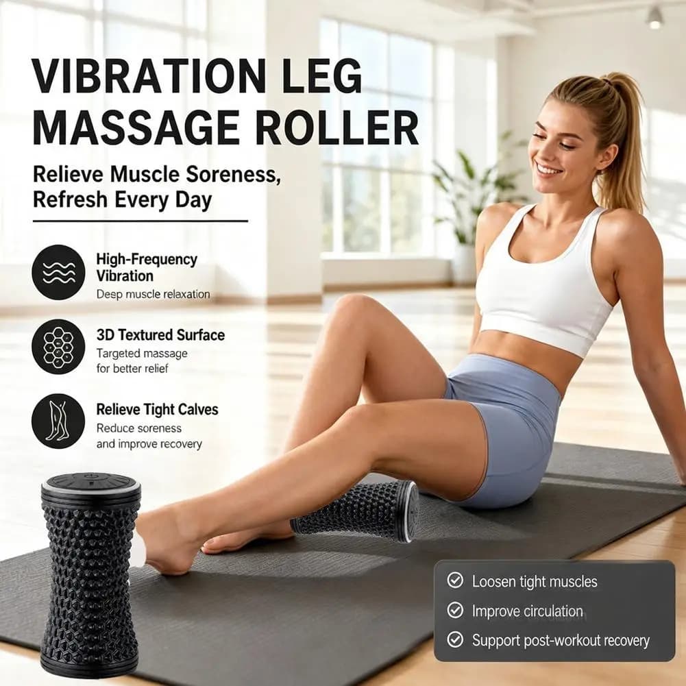 Electric Foam Roller Vibrating Muscle Massager USB Rechargeable Yoga Fascia Textured Deep Tissue Back Leg Fitness Column