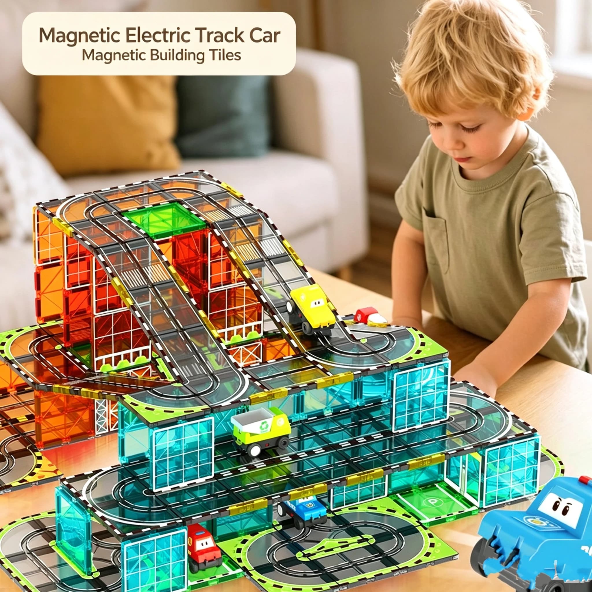 Color Window Magnetic Tiles Strong Magnet STEM Educational Building Blocks Kids Traffic Road Track DIY Assembly Toy Gift