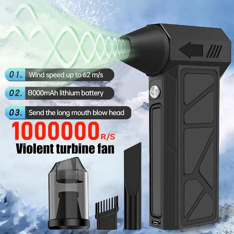Xiaomi Elettrico Turbo Jet Ventilatore 1000000 RPM Motore Brushless Turbo Violento Ventilatore USB Ricaricabile Potente Ventilatore di Polvere 8000mah