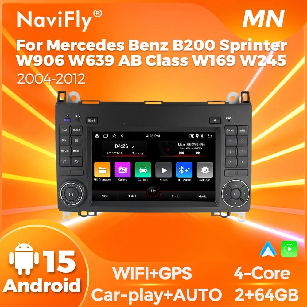 Navifly 2din Android Autoradio Lettore Stereo Per Mercedes Benz B200 Classe AB W169 W245 Viano Vito W639 Sprinter W906 Carplay BT