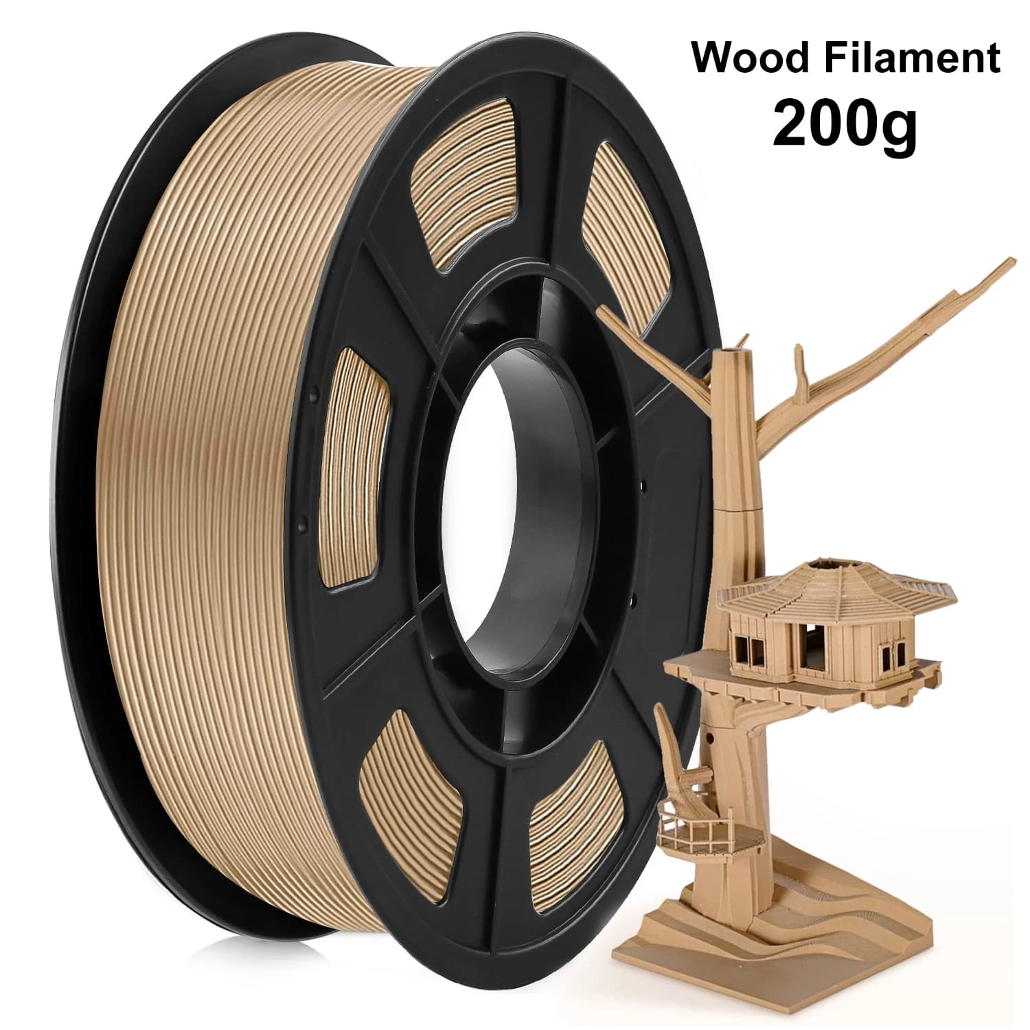 3D Printer Filament PLA wood matt surface and low deformation filament Coil 4X250g (total 1 kg, 2.2 lb) Precision 1.75 mm +/- 0.02 mm