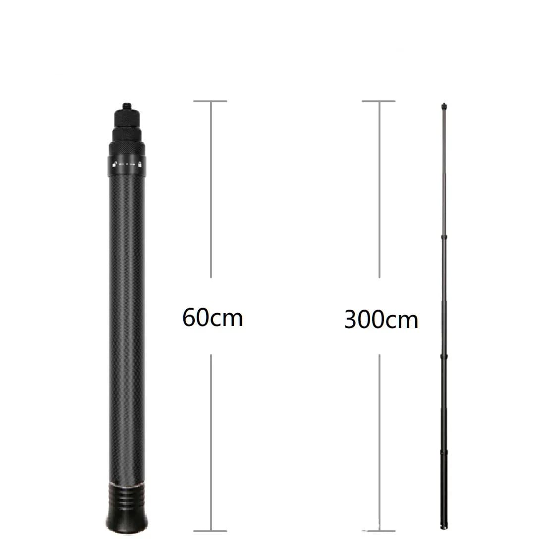 1.5/3 Meter Adjustable Ultra-long Carbon Fiber Invisible Selfie Stick Lightweight Selfie Stick for Insta360 One X2 / R / X Gopro