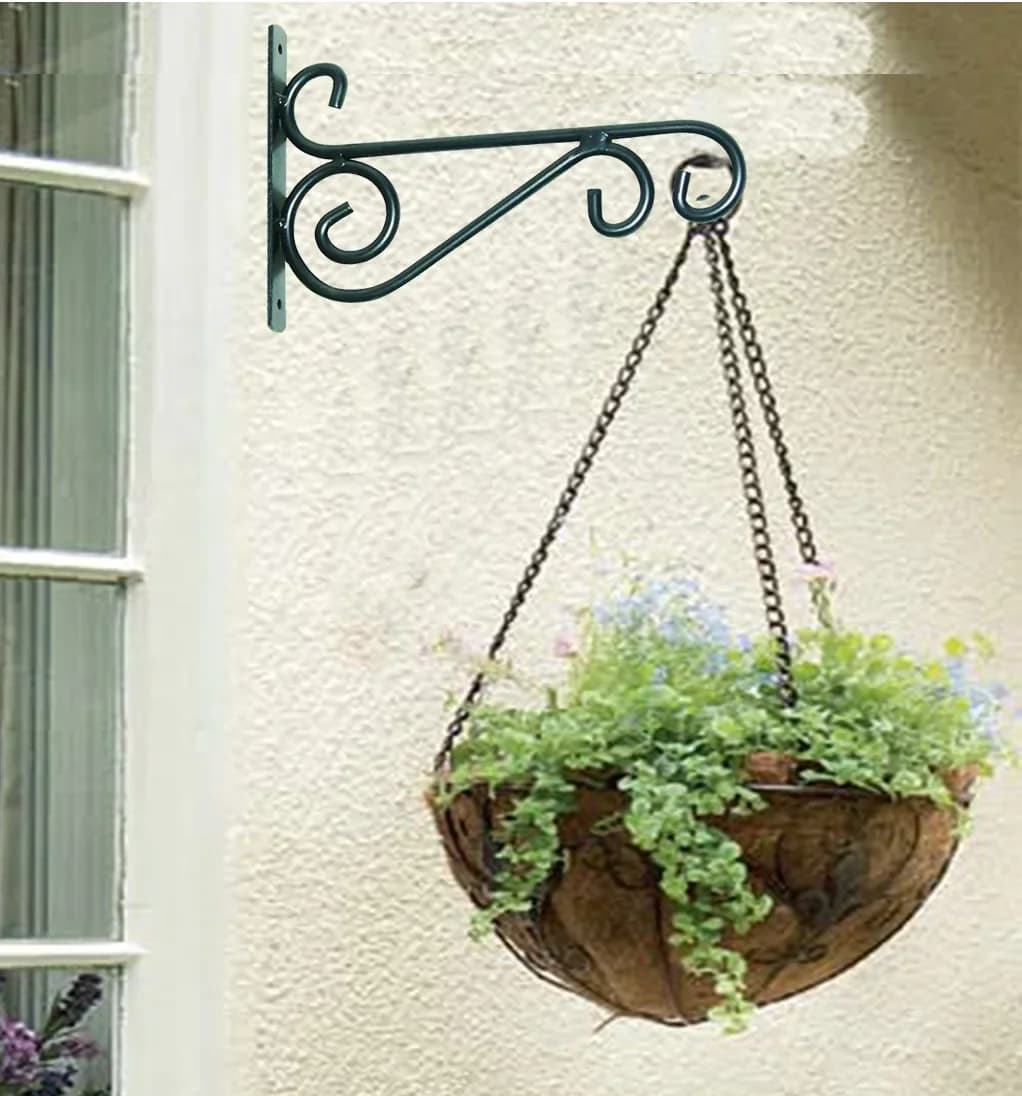 Hanging bird feeder lantern flower pot basket flower pot light string wind chime decoration wall wooden fence hook bracket