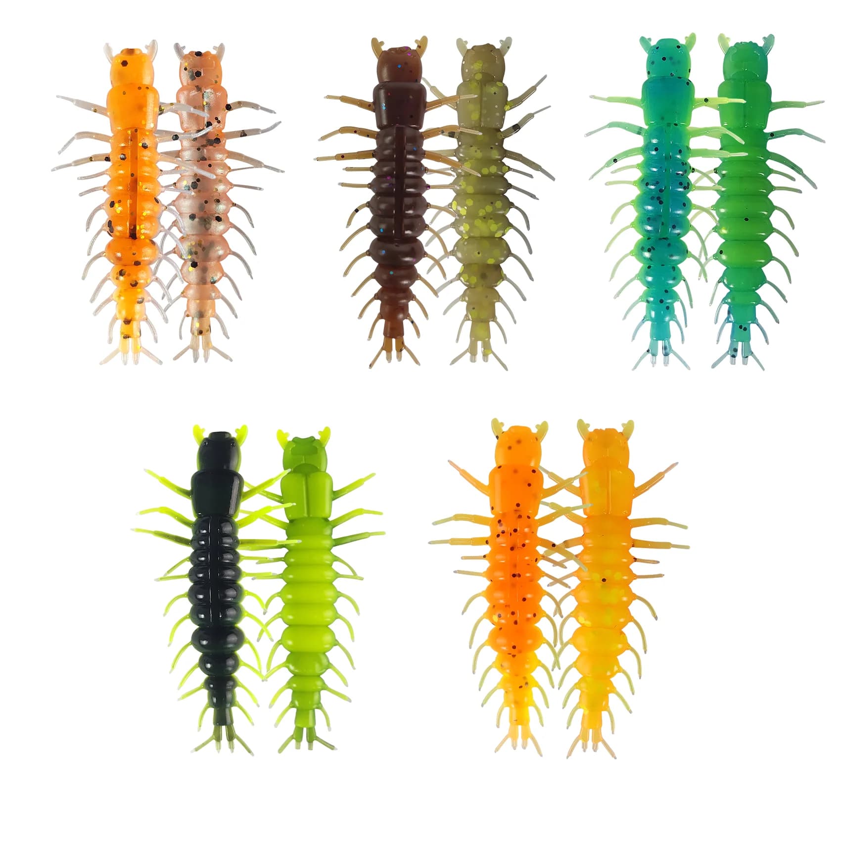 Aventik Esche Morbide da Pesca 75pz Hellgrammite, Esche Artificiali Morbide a Forma di Insetto per Ned Jig e Drop Shot Rig