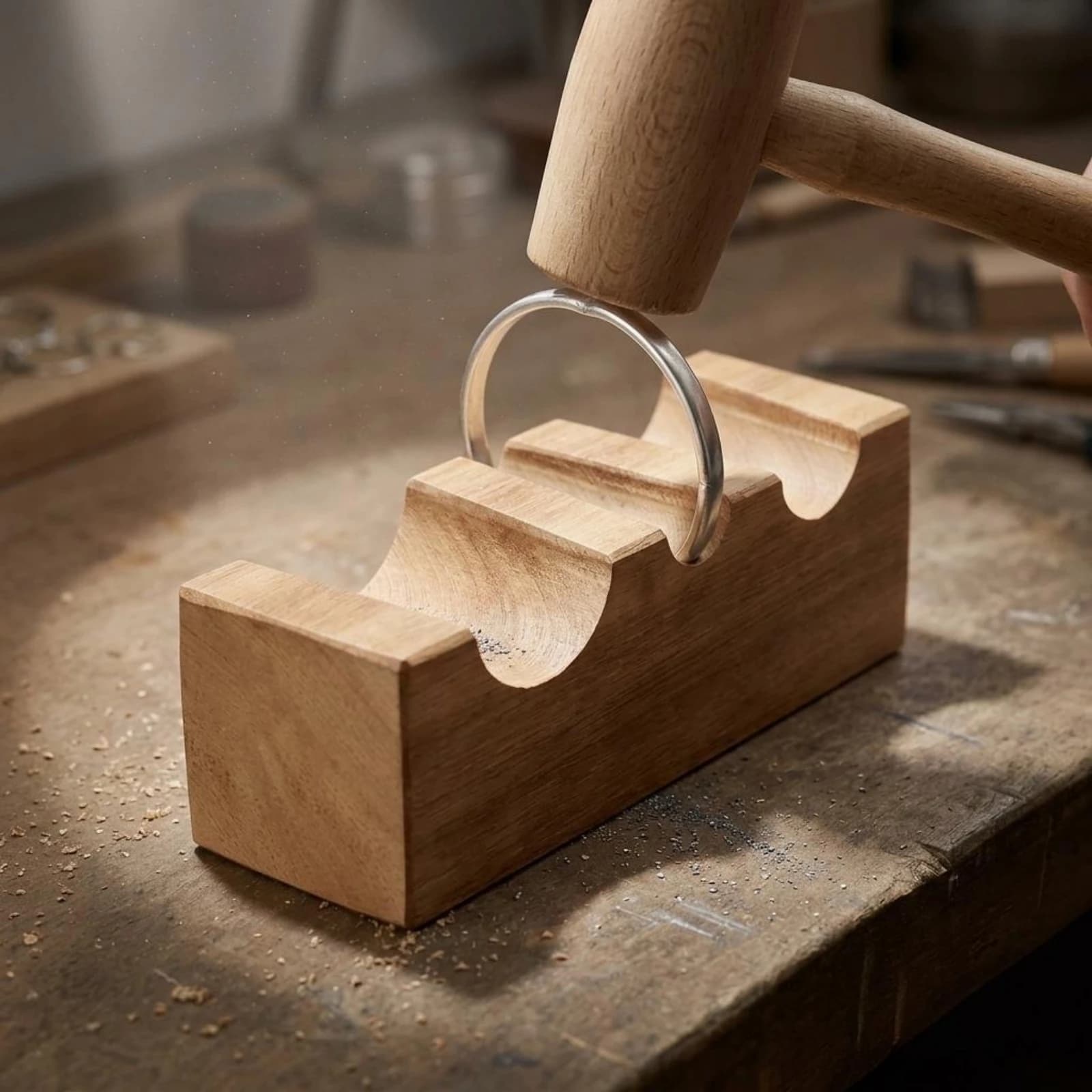 Mandrino per bracciali antiurto, Blocco per modellare bracciali, Blocco per formare cerchi, Set per la creazione di gioielli in legno duro