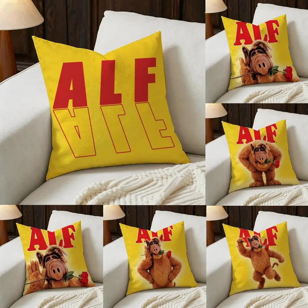 Drama T-TV S-Series A-Alf Cushion Cover Natural Linen Pillowcase Set, All-in-One Decor for Sofa, Bedroom & Chair