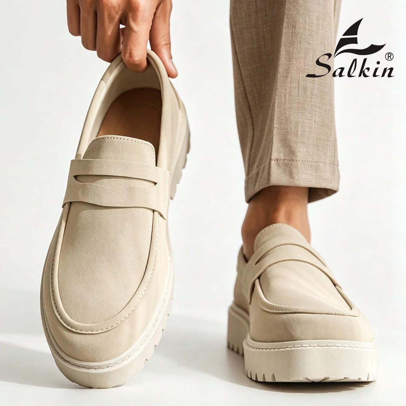 New Designer Casual Shoes Men's Slip On Loafers Preppy Comfortable Business Commute Outdoor Men Sneakers Suede Leather Shoes