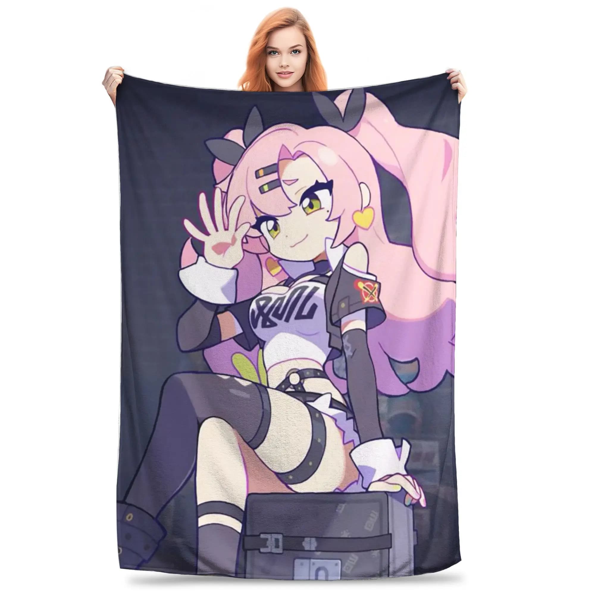 Flannel Throw Blanket Agent Nicole Demara Zenless Zone Zero Warm Plush Blankets Soft Bedding for Bed Livingroom Home Travel Sofa
