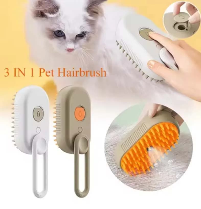 Spazzola per massaggio spray per animali domestici per gatti e cani, spray a vapore a un pulsante, pieghevole, girevole, galleggiante, shampoo per capelli e pettine per depilazione