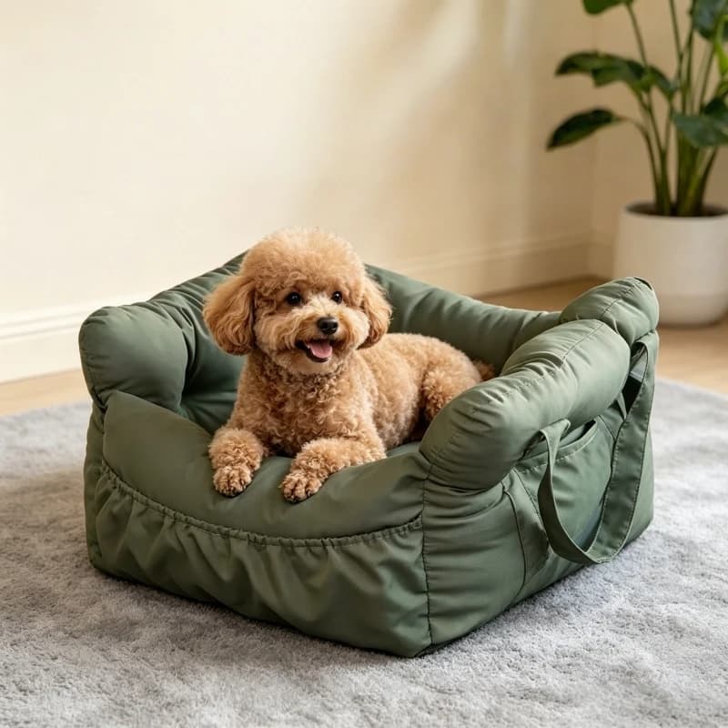 Seggiolino Auto Sicuro per Cani da Casa con Cintura di Sicurezza, Letto da Viaggio Antiscivolo e Lavabile per Cani di Piccola Taglia per Viaggi in Auto