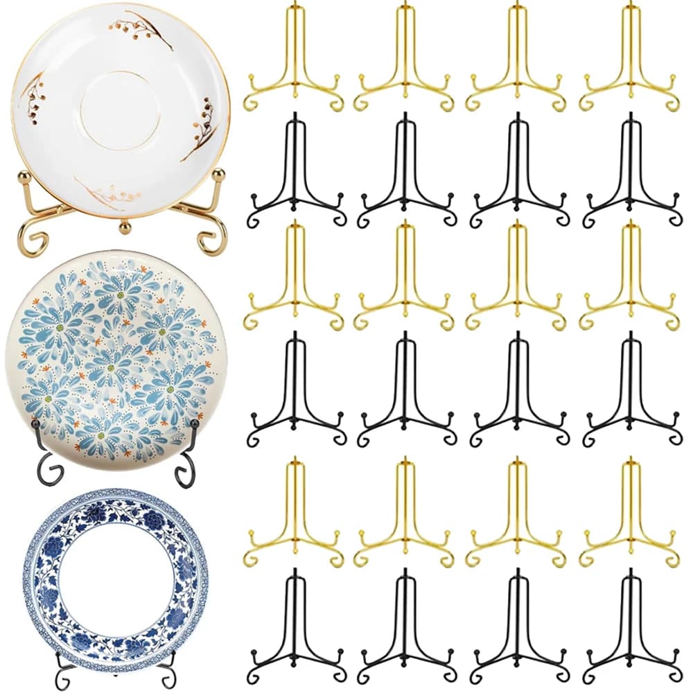 10Pcs Iron Display Stand Black Golden Color Iron Easel Plate Display Photo Holder Stand for Picture Frame Plates Collectibles