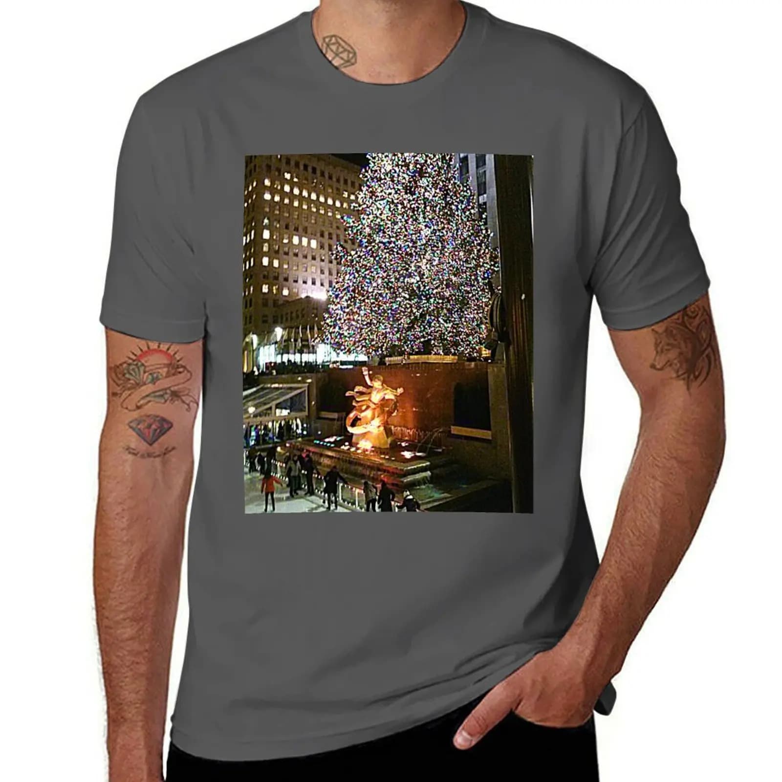 Rockefeller Ice NYC, Skating NY Center, T-shirt senza ferro, casual, a maniche corte