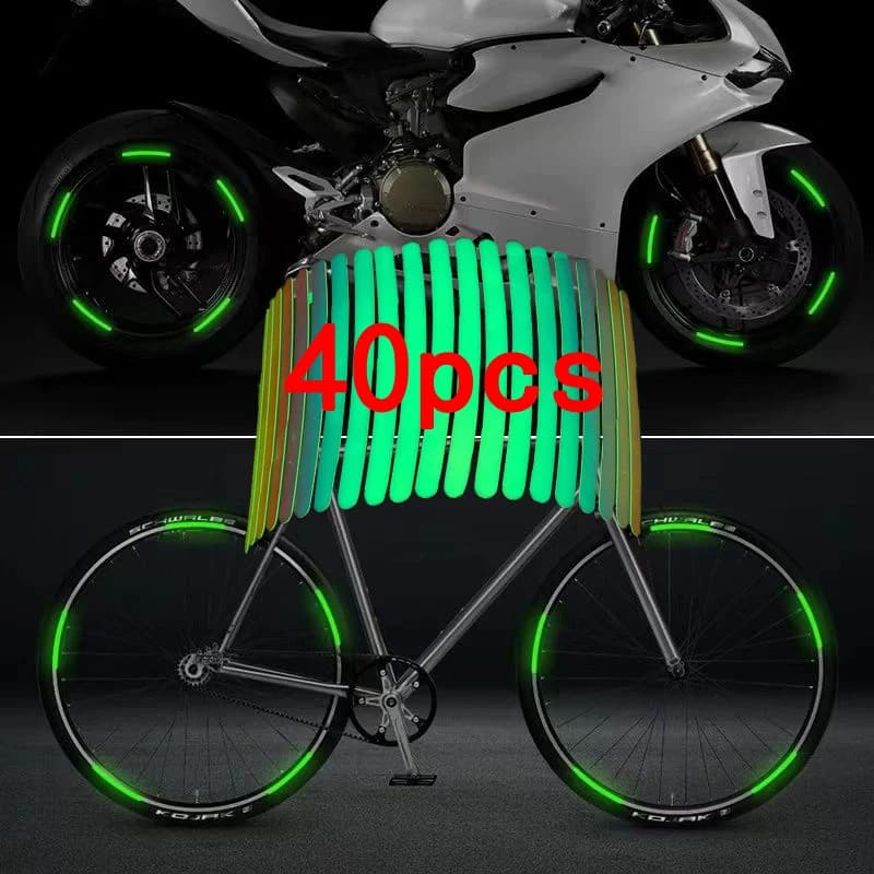 40 pz moto pneumatico cerchio adesivo riflettente notte striscia di avvertimento di sicurezza bici Auto mozzo ruota riflettore adesivi universali
