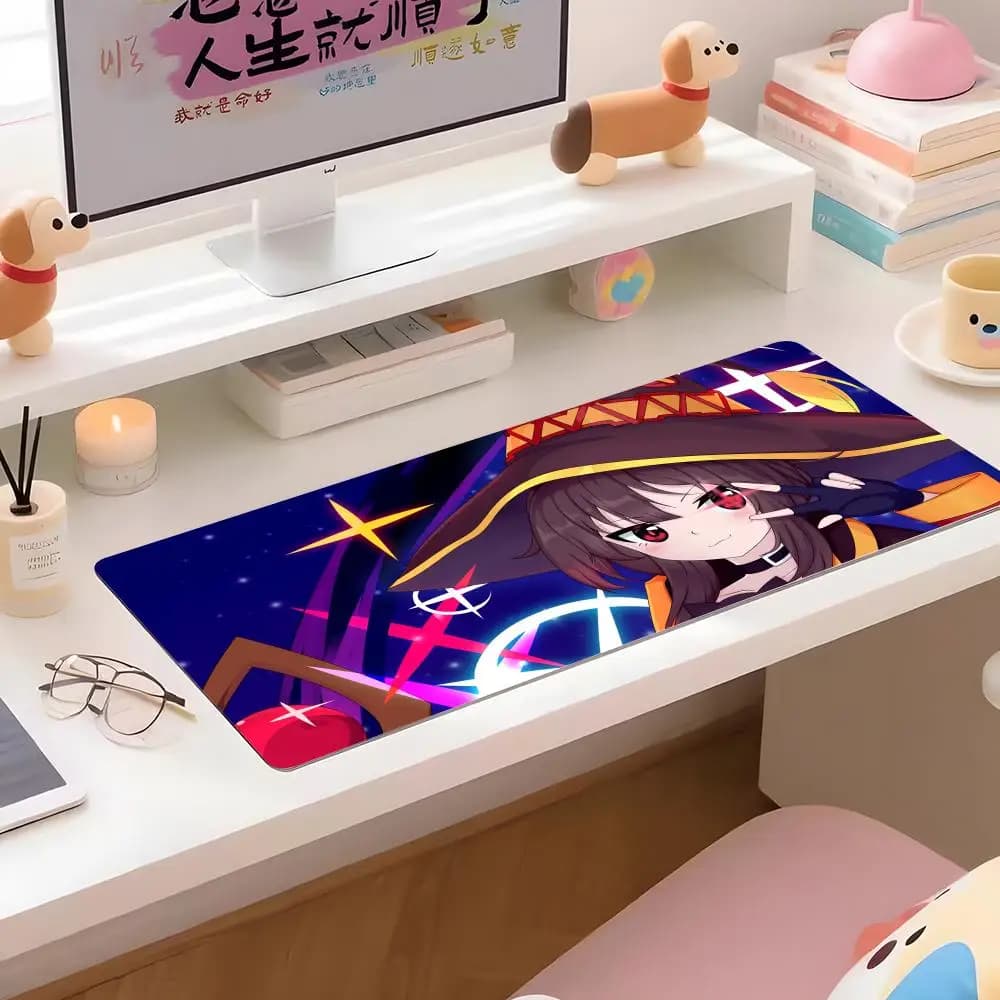Tappetino per mouse Megumin Anime, diverse misure, grandi tappetini quadrati per computer, ufficio, giochi, tappetini per mouse in gomma antiscivolo