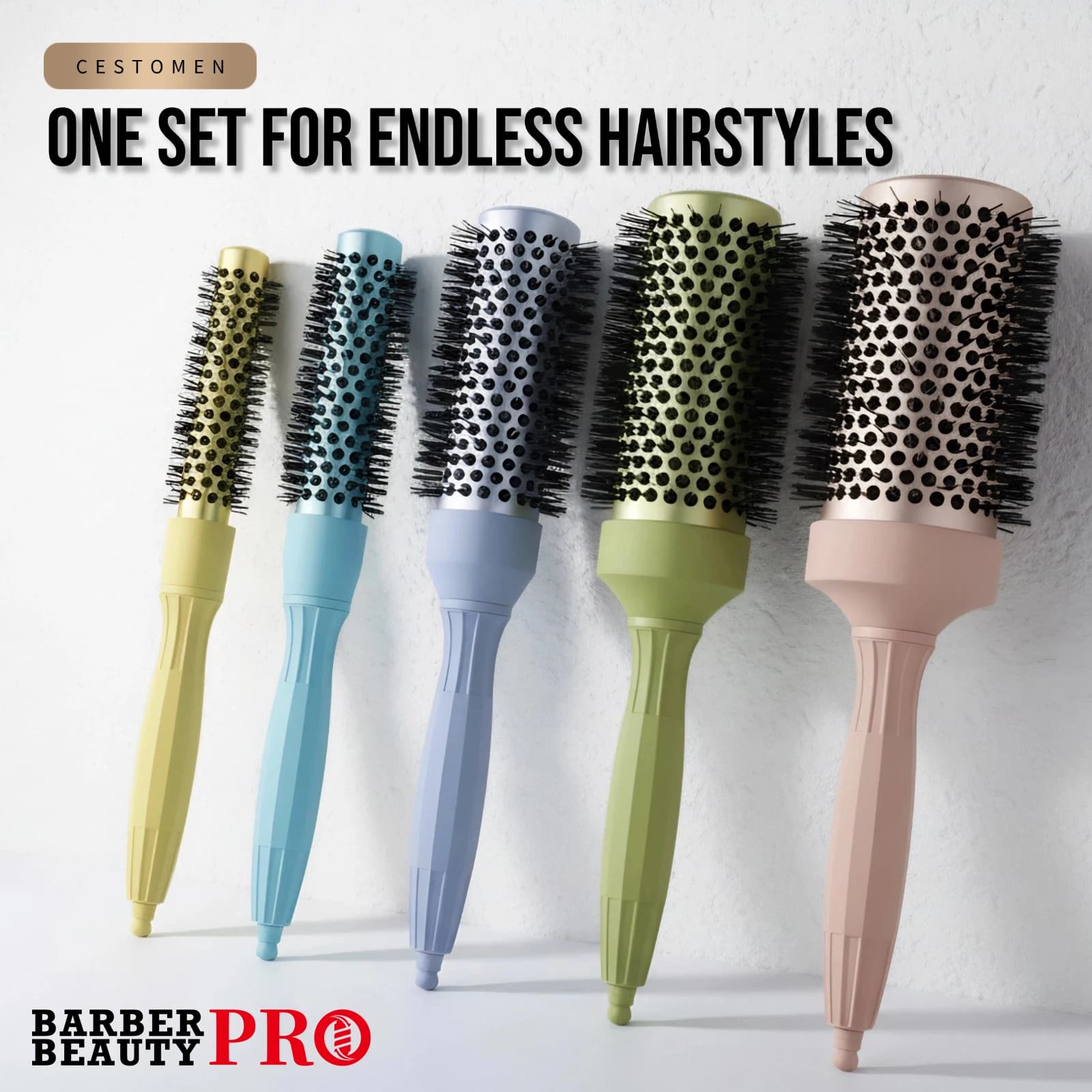 1 pz professionale 5 dimensioni salone spazzola per lo styling dei capelli coda rimovibile pettine per capelli rotondo strumenti a rullo per tubi in alluminio a doppio uso asciutti e bagnati