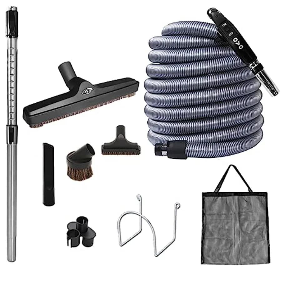 Kit Accessories Deluxe for Centralized Vacuum Cleaner, Low Voltage Tube with 9 Meters ON/OFF Switch, 30 cm Premium Brush for Flooring, Cleaning Tools and Accessories