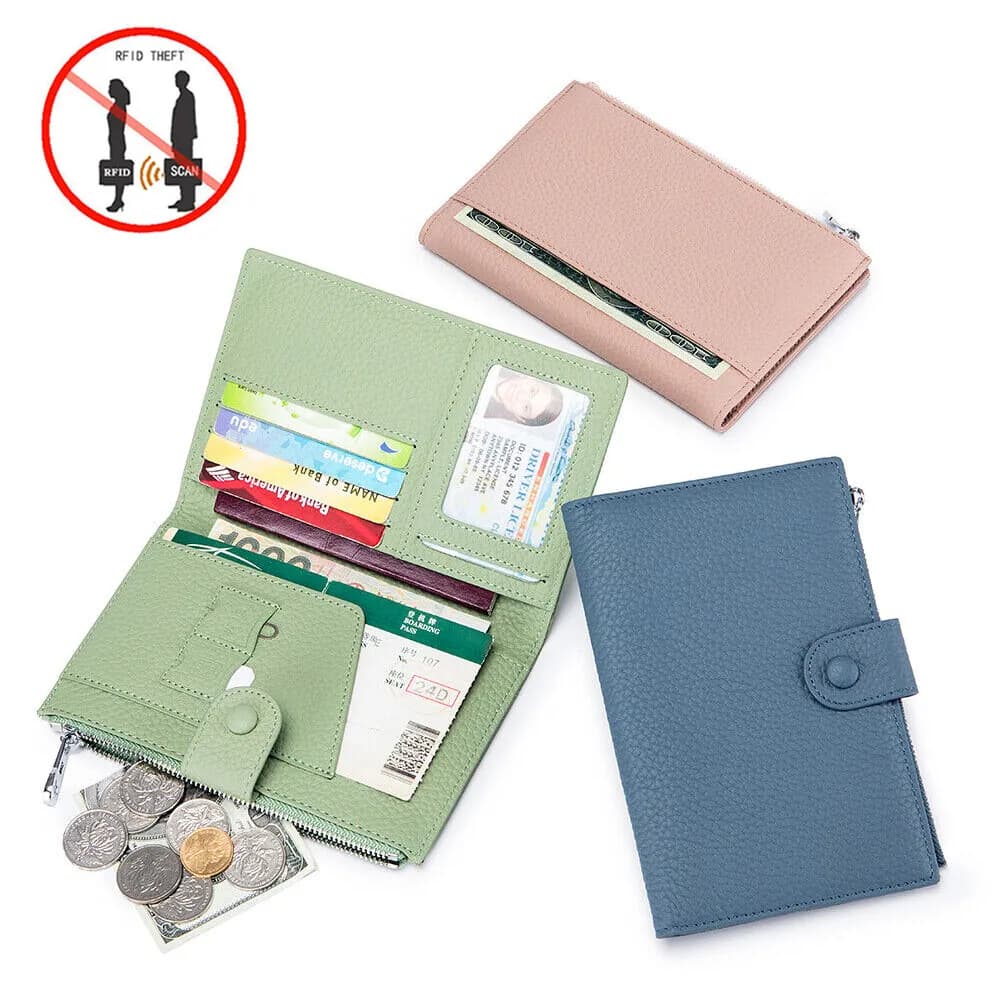 U U ‌ Portafoglio per passaporto in vera pelle ultrasottile con blocco RFID nisex Organizzatore da viaggio anti-schiacciamento con borsa per slot per schede con tasca daicket