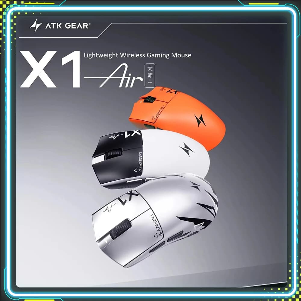 ATK BlazingSky X1 Air Master Wireless Gaming Mouse Dual 8K Polling PAW3955 Esports Mouse Lightweight Ergonomic FPS For PC Gift