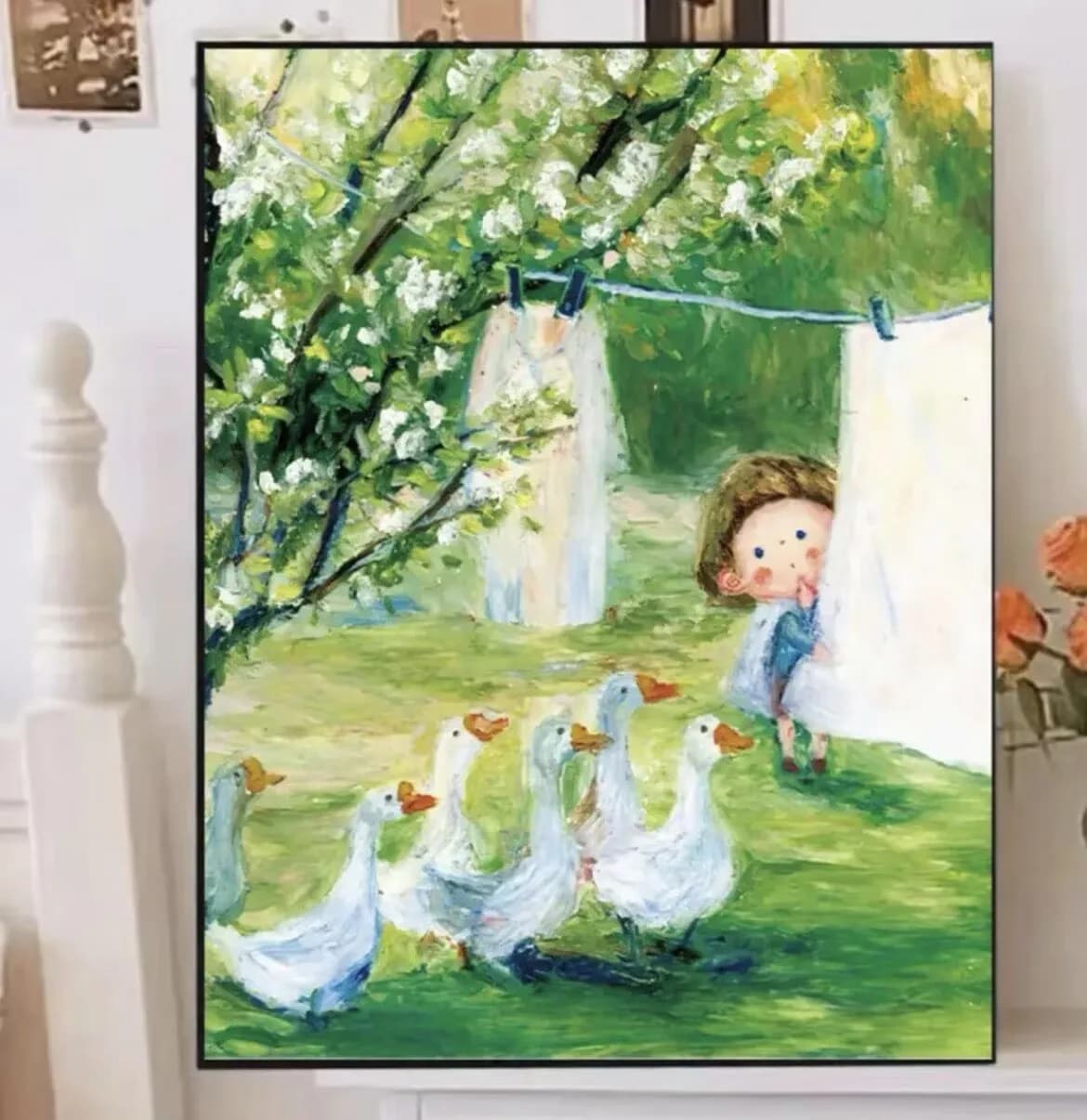 9CT 14ct Childhood Ducks Printed Kit Cross Stitch Embroidery DIY Needlework Home Decor Crafts With Needles Threads