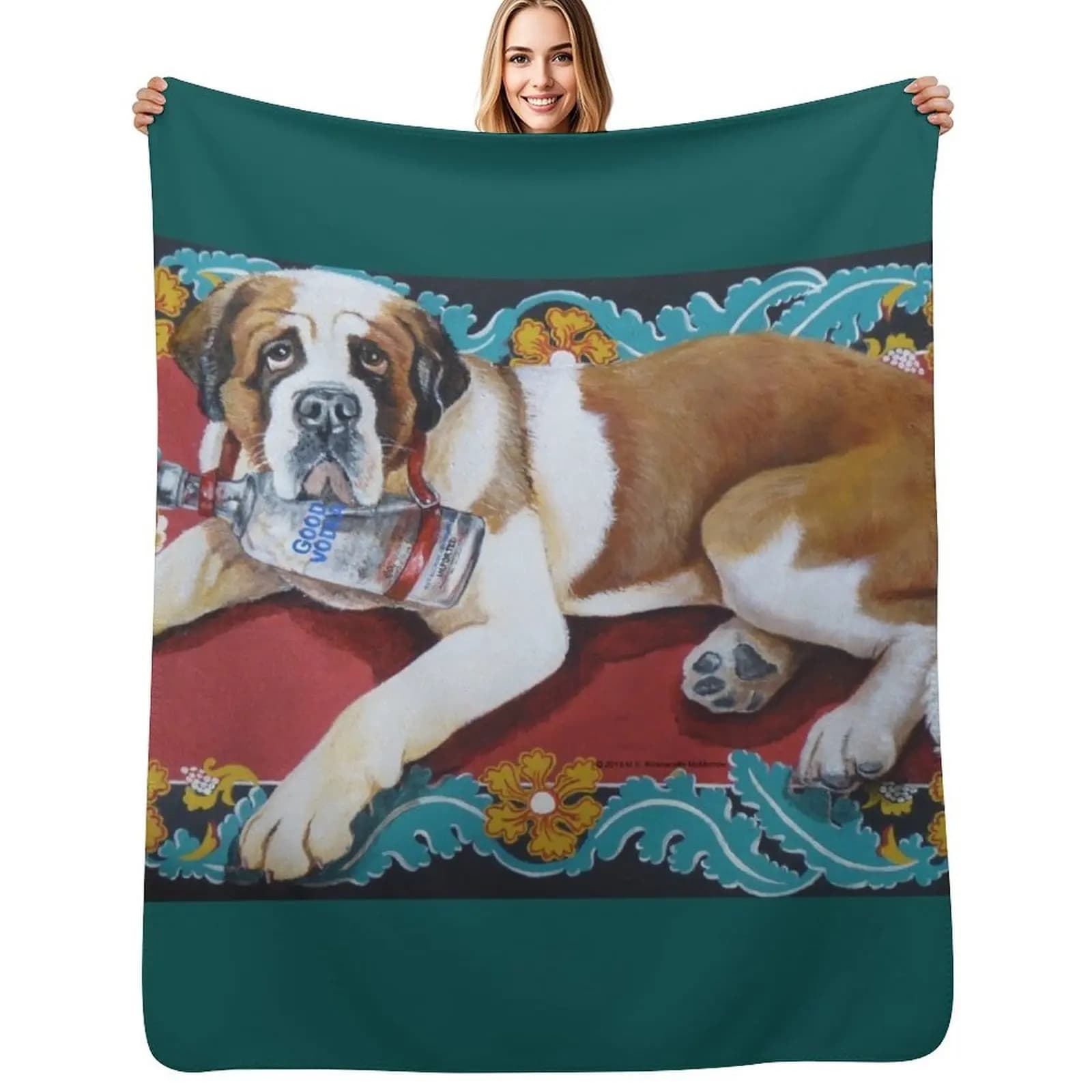 St. Bernard Throw Blanket Sleeping Bag Personalized Gift Soft Plush Plaid Sofa Throw Single Thins Blankets