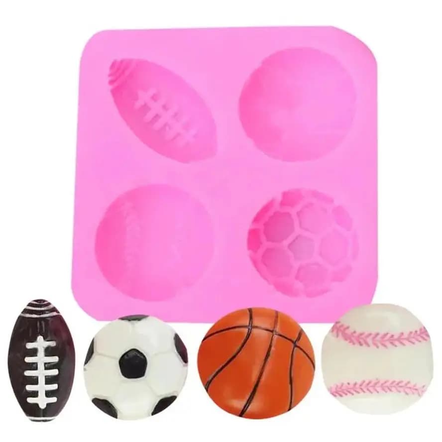 Stampi in silicone per caramelle e cioccolato per feste fai-da-te per palline sportive Calcio creativo e innovativo, basket e tennis
