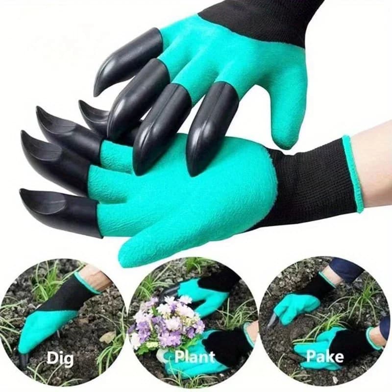Guanti da Giardinaggio con Artigli, Traspiranti, Impermeabili, Resistenti alle Punture, Antiscivolo, Protettivi in Lattice per Scavare e Piantare