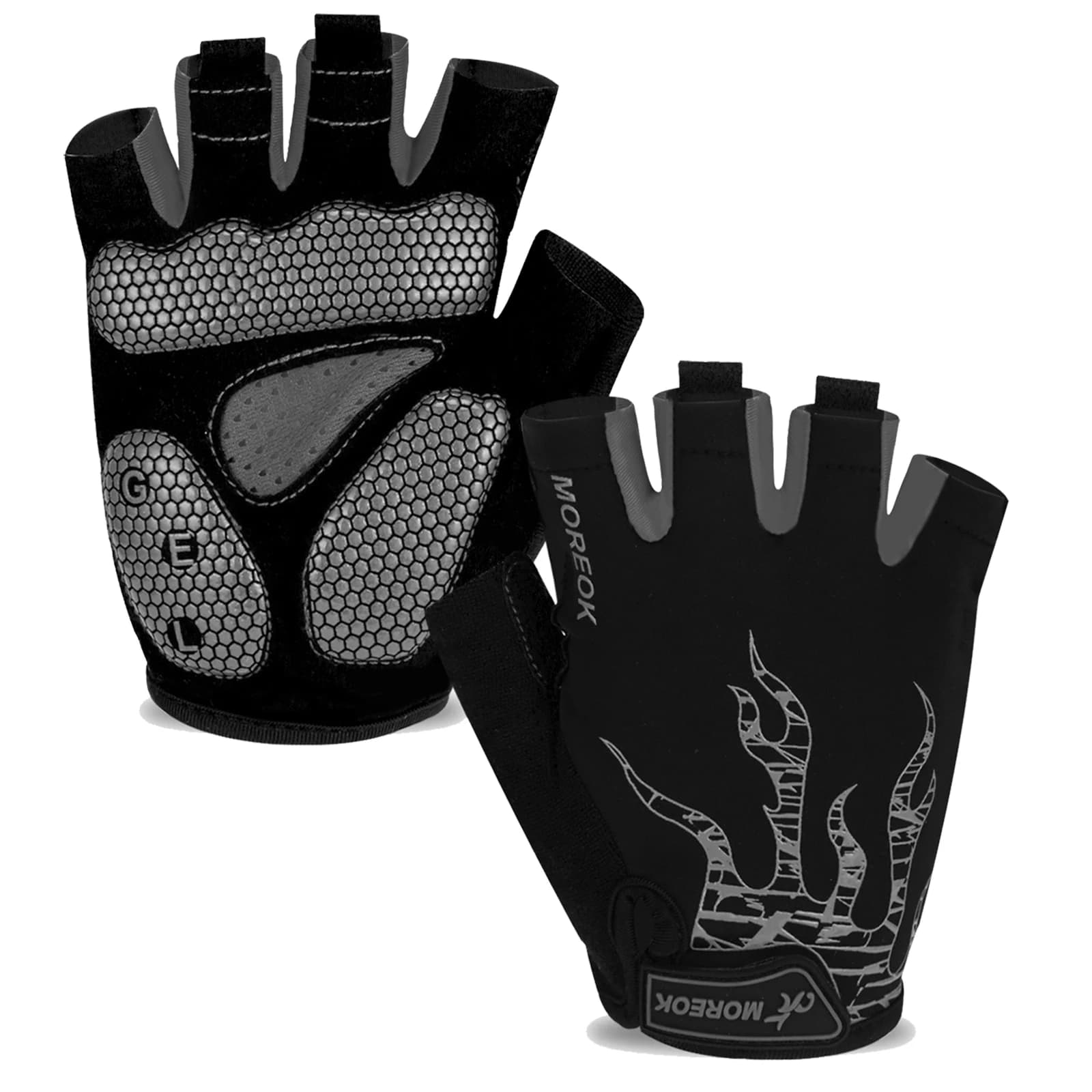 MOREOK Bicycle Gloves Half fingers 5MM Gel cushions Breathable cycling gloves for mountain road bikes Shock absorbent bicycle gloves for men