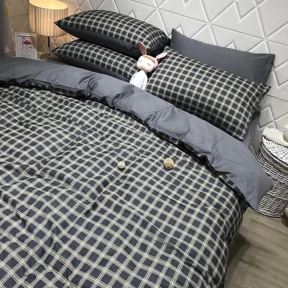 Set di biancheria da letto 4 pezzi, set copripiumino a righe, set copripiumino con federe, copripiumino con chiusura a cerniera, Queen (King)