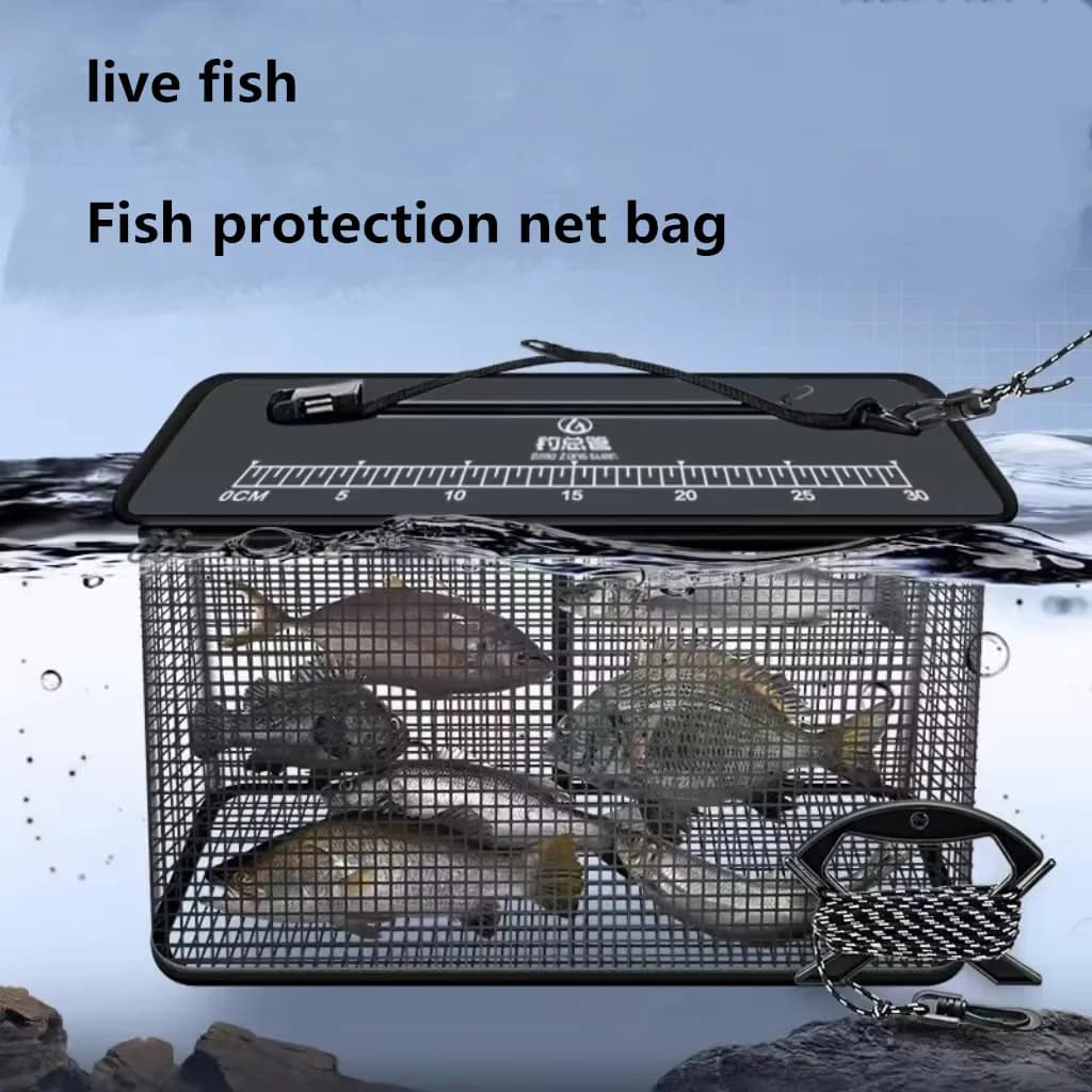 Cestino per pesci galleggiante, secchio per portapesca pieghevole, rete da pesca pieghevole portatile per riporre attrezzature da pesca nella gabbia