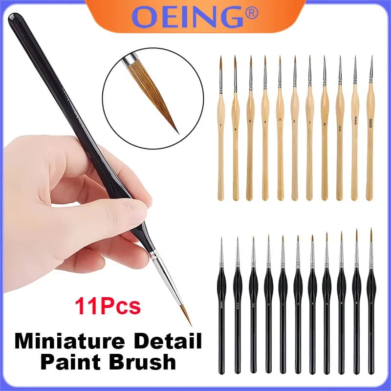 Set di 11 Pennelli Dentali con Setole in Nylon e Punta Fine, Adatti per Materiali di Pittura ad Acquerello e a Olio
