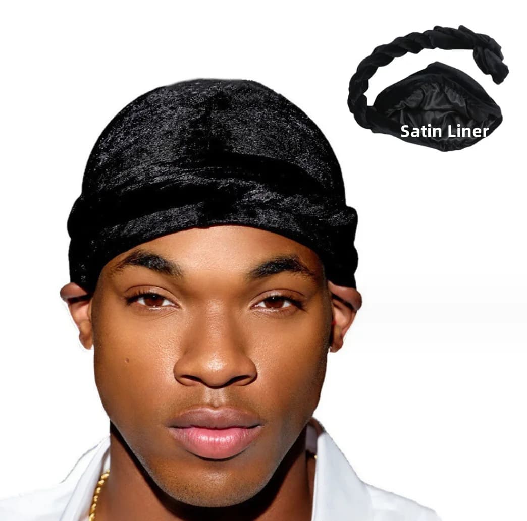 Cappello turbante da uomo berretto foderato in raso per uomo cappellino elastico elastico in velluto indiano cappellino Hip Hop Halo foulard comodi cappelli chemio