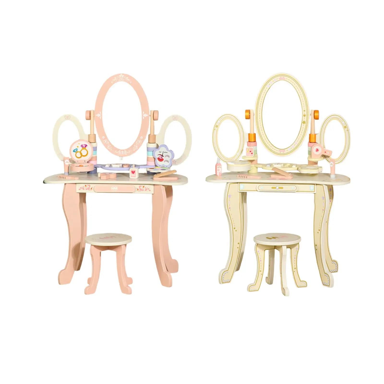 Toy Make-up Coffee Table for Girls, Vanity Set with Simulated Plate and Hair dryer, Gift for Girls from 3 Years up