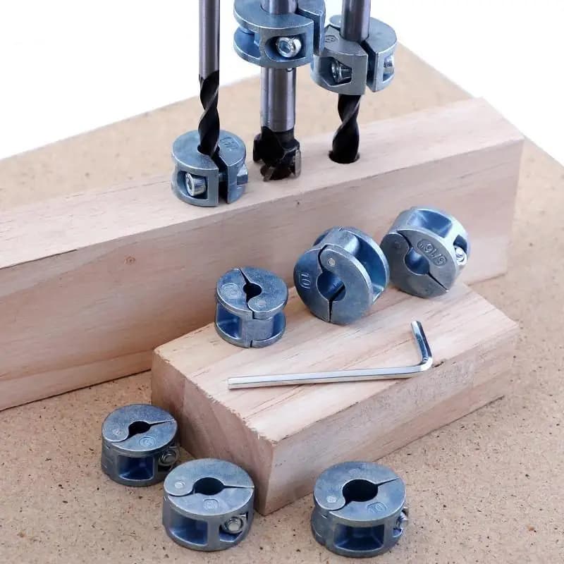 3Pcs/set 6mm 8mm 10mm Drill Bit Stopper Collars Zinc Alloy Drilling Depth Stop Rings With Hex Wrench Open Type For Drill Bit