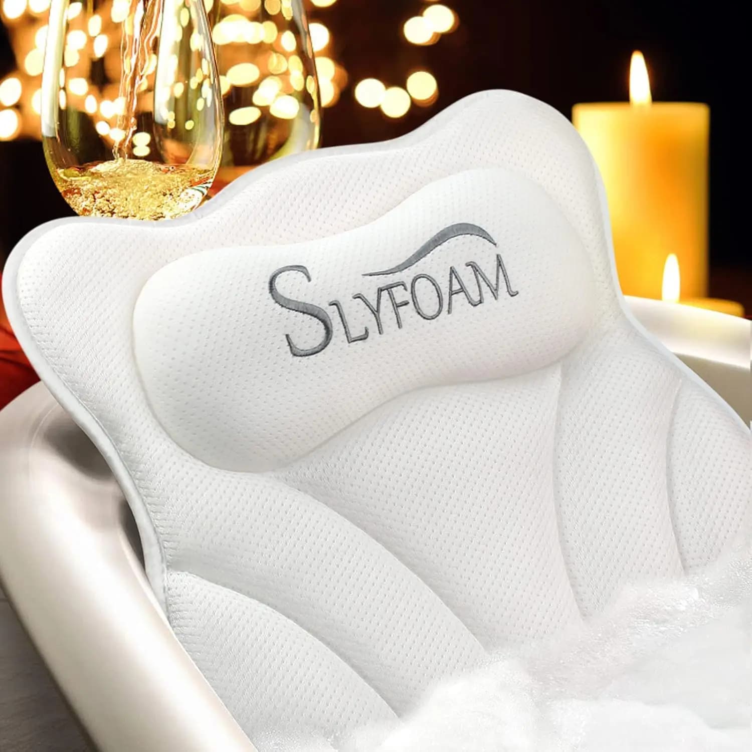 Cuscino da Bagno con Ventose Antiscivolo, Poggiatesta 4D in Rete per Vasca Idromassaggio, Supporto per Collo e Schiena, Cuscino per Vasca da Bagno e Jacuzzi