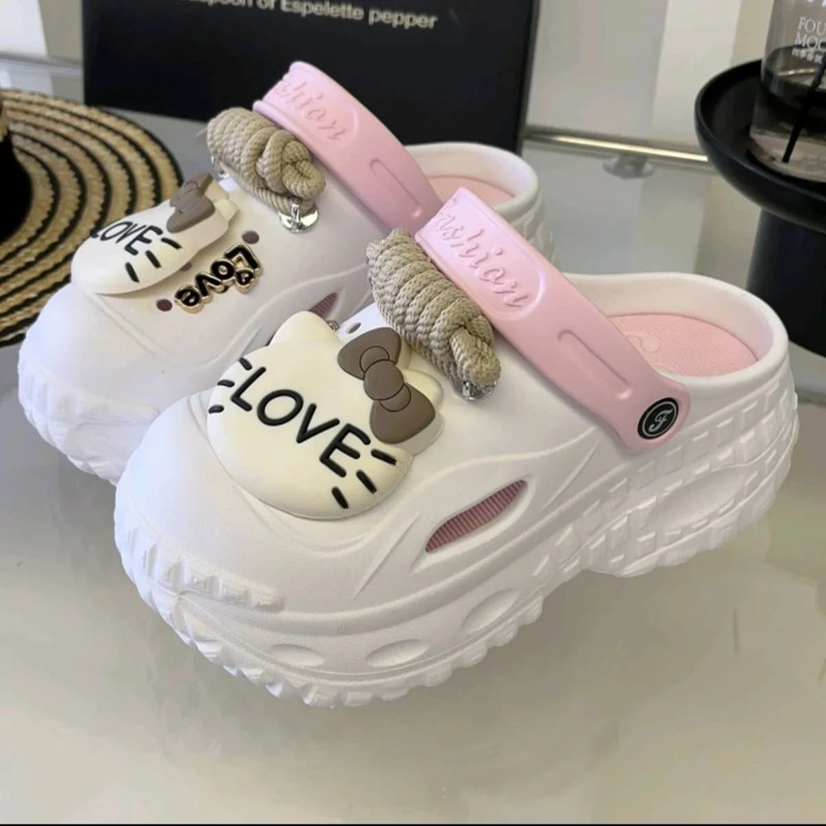 Sandali con plateau e tacco alto da donna, scarpe traforate, scarpe da spiaggia, ciabatte fresche da casa, scarpe da donna con punta chiusa
