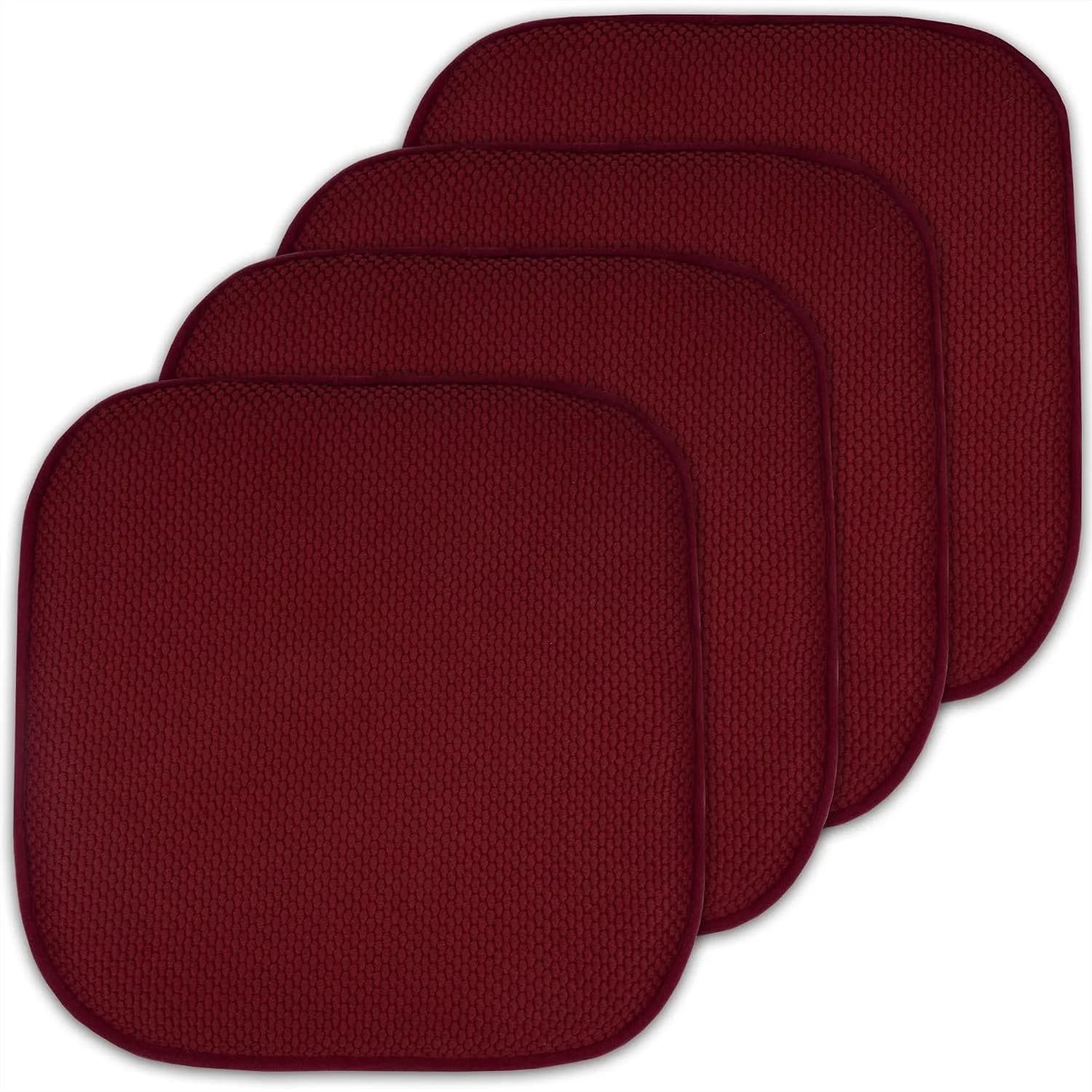 4 Pack Memory Foam Chair Cushions 16x16 with Non-Slip Backing for Dining Room