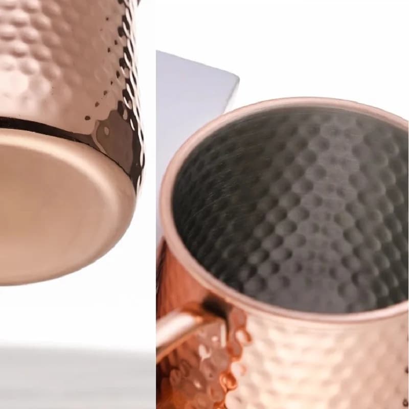 Tazze da Cocktail in Acciaio Inox 304 da 500ML, Bicchieri Moscow Mule con Finitura Martellata, Utensili da Bar per Casa e Feste