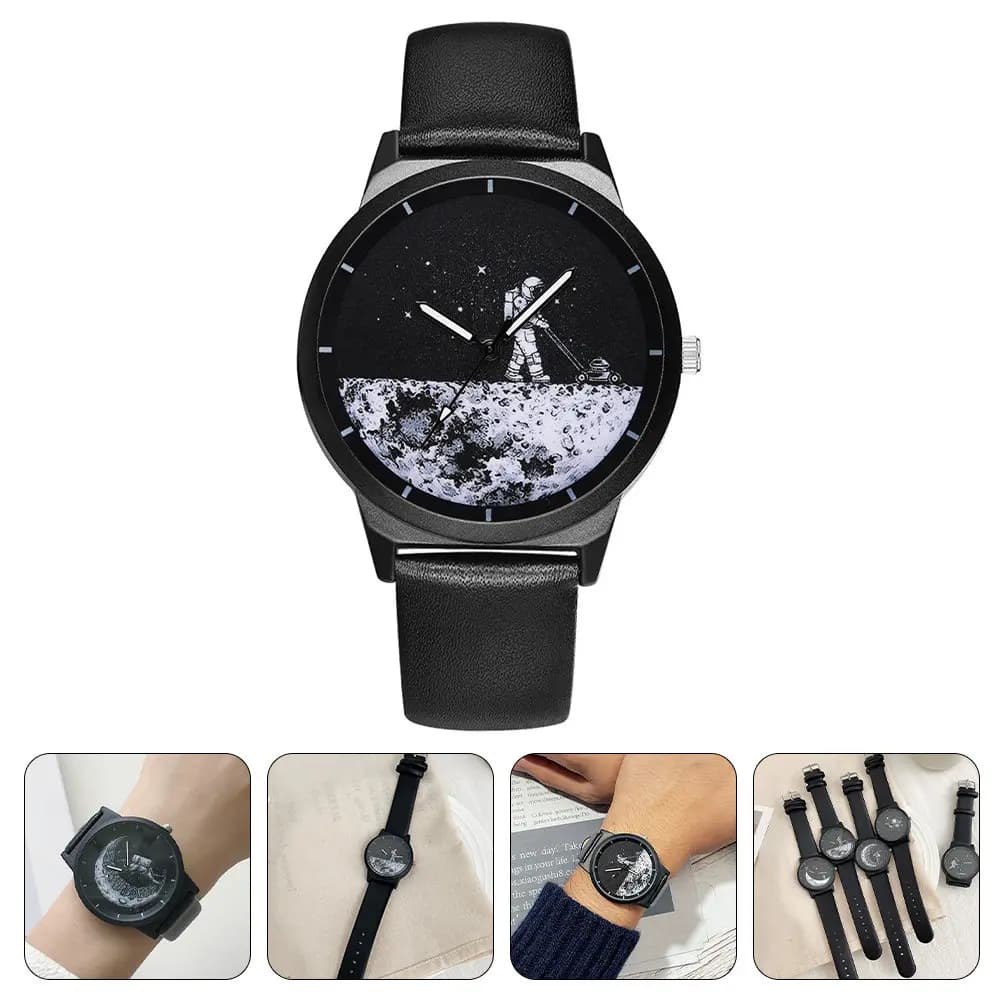Orologio da polso da astronauta con cinturino per donna e uomo, design unico e chic, cinturino semplice e morbido, movimento affidabile, lunga durata