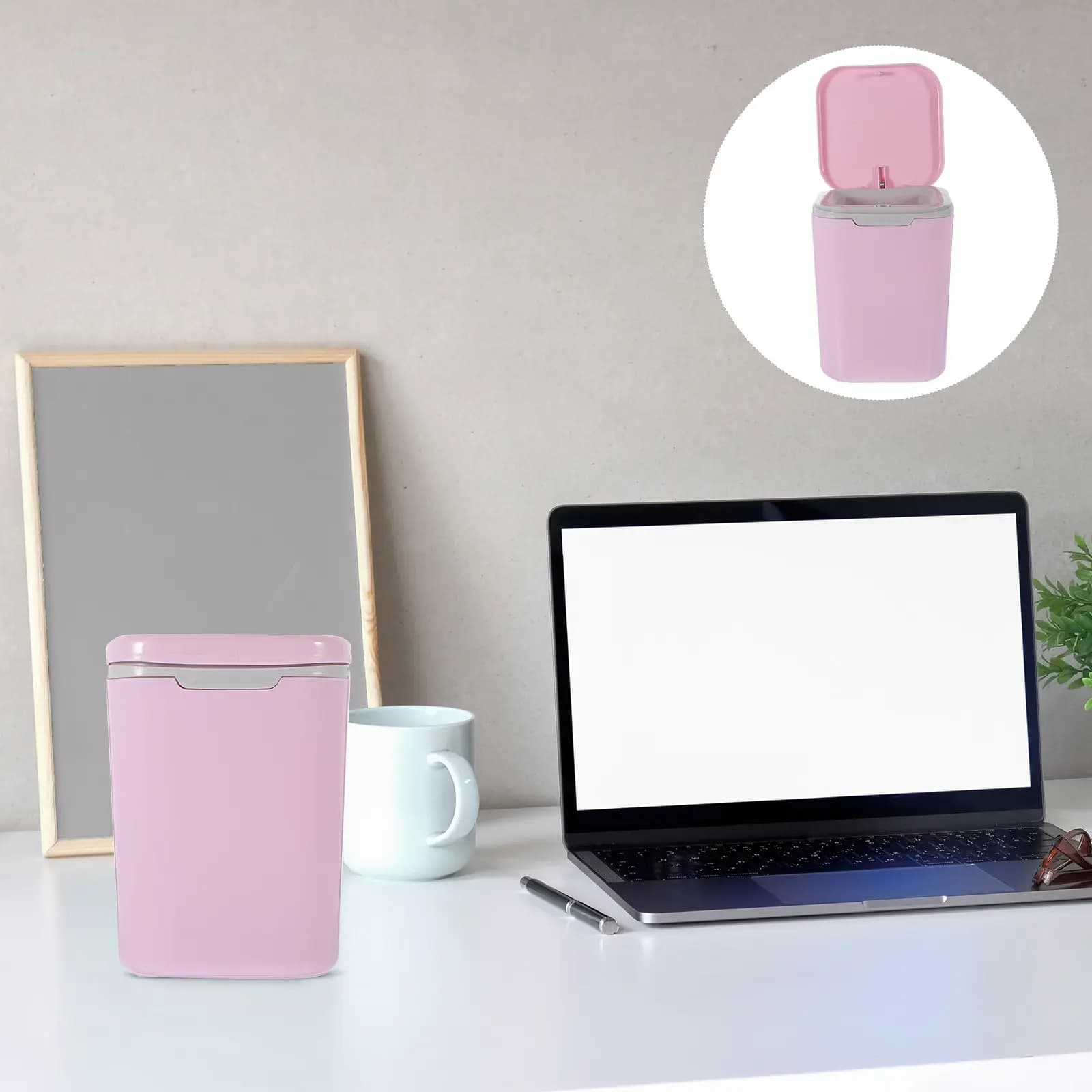 Mini Pattumiera da Scrivania con Coperchio, Contenitore Compatto per Rifiuti per Ufficio, Tavolo, Soggiorno, Cucina, Organizzatore