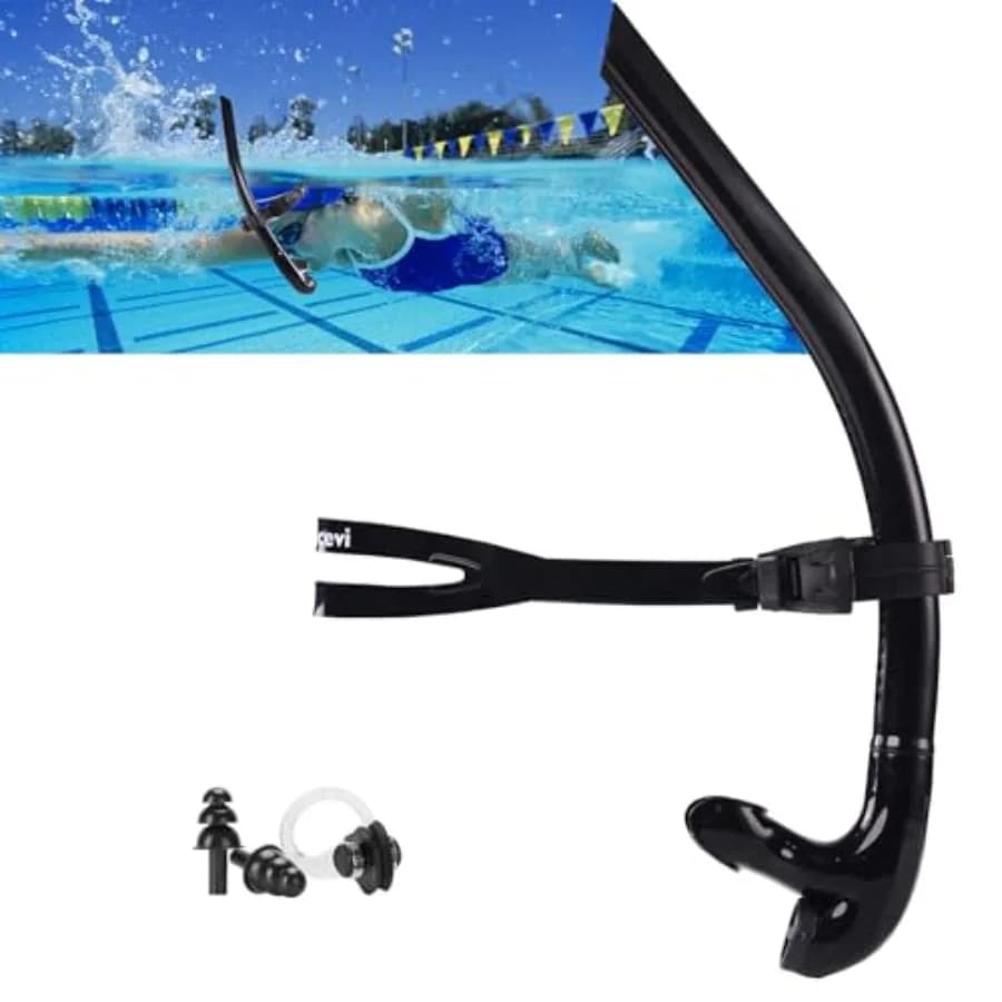 Swim Snorkel for Lap Swimming No Loud gurgling Noise No Hurt Forehead No Slip Swimming Snorkeling Training for Adult/Youth, Swi