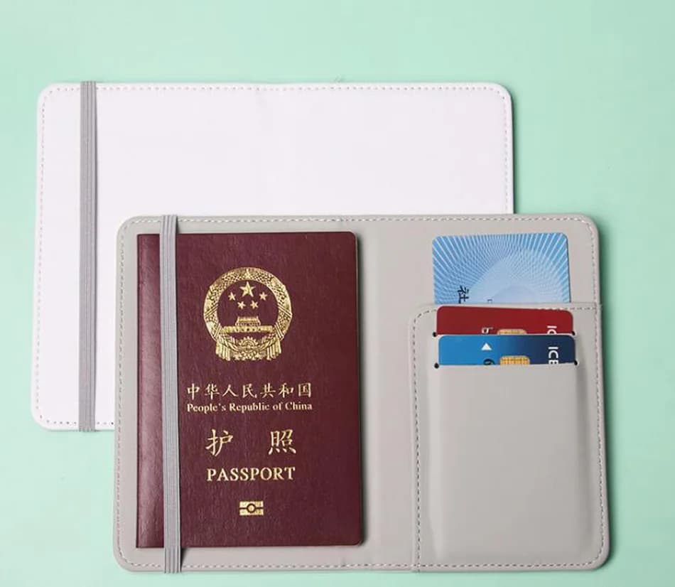 50 Copertine per Passaporto DHL, Bianche in PU, Vuote per Sublimazione Fai-da-Te, Porta Carte di Credito Apribili