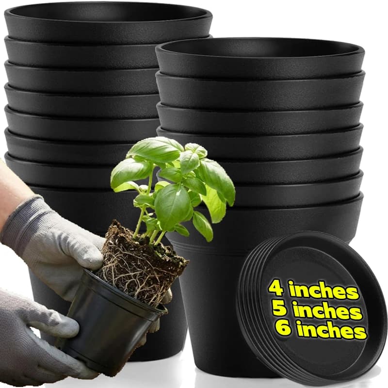 Vaso da semina da 4/5/6 pollici con vassoio, vaso in plastica per piante, vaso multifunzionale ispessito per la coltivazione di piante succulente, forniture da giardino