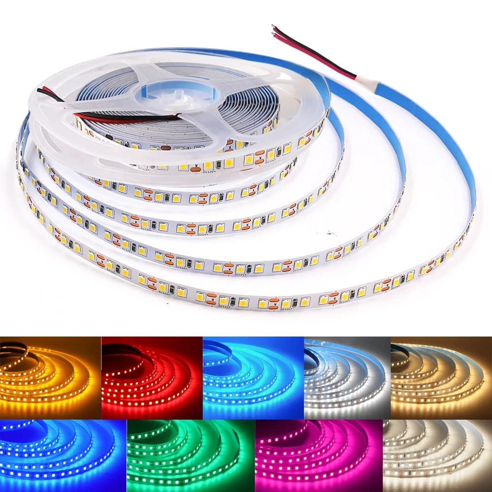 12V 24V 2835 LED Strip 5m 10m 15m 20m Tape Light LED Ribbon 120LED/m impermeabile IP68 bianco freddo/caldo/naturale 9 colori Decor