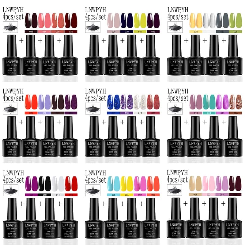 LNWPYH 4 Pz/set Kit Smalto Gel Per Unghie Colorato Fai Da Te Unghie Artistiche Pittura Vernice Semi Permanente Soak Off Gel UV Unghie artistiche Vernici Kit