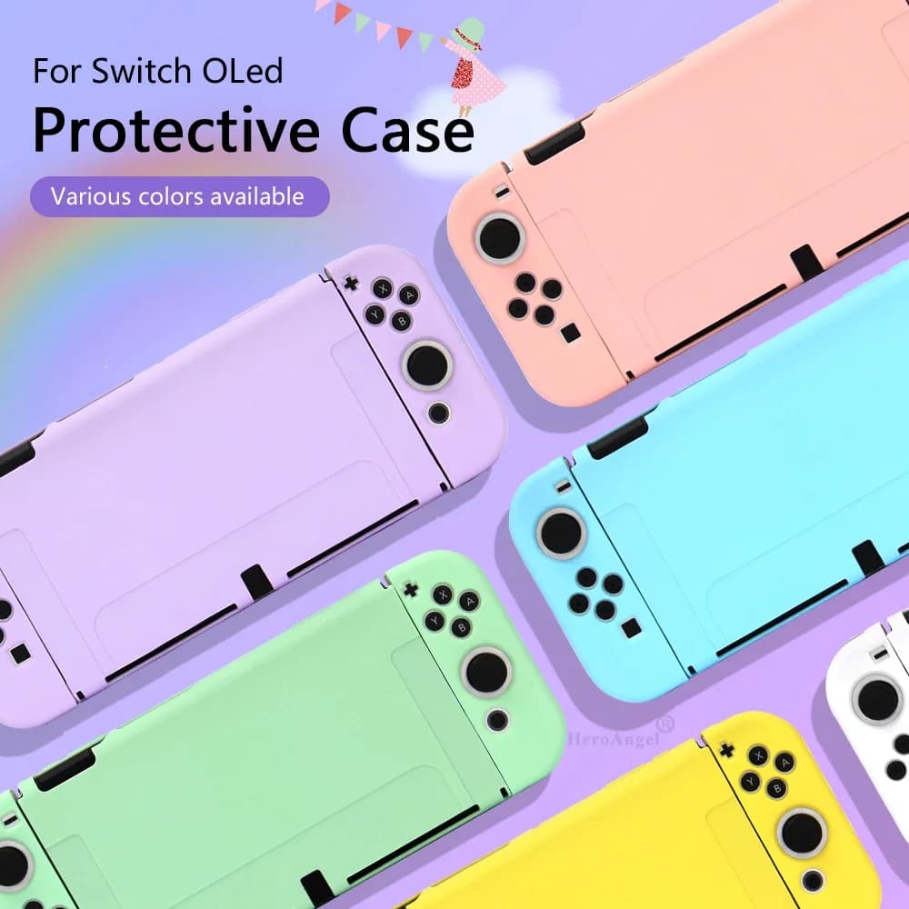 9 colori per accessori Switch OLED, custodia protettiva per console di gioco NS, custodia protettiva morbida in TPU con copertura completa.