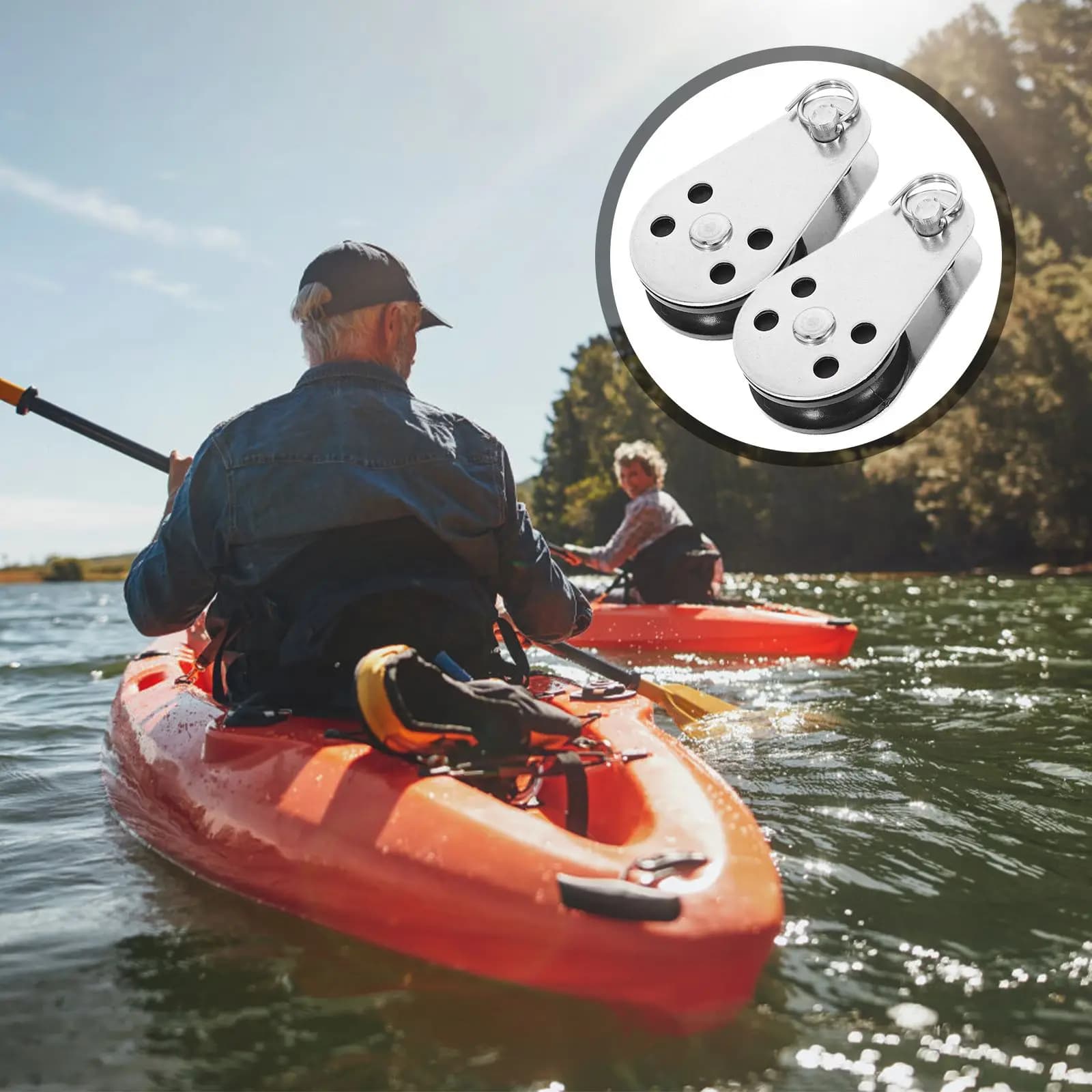 2 Pezzi Ruota a Puleggia in Acciaio Inossidabile per Kayak, Accessori per Kayak da Pesca, Accessori per Barche a Vela, Attrezzatura per Coperta di Barche, Carico Pesante