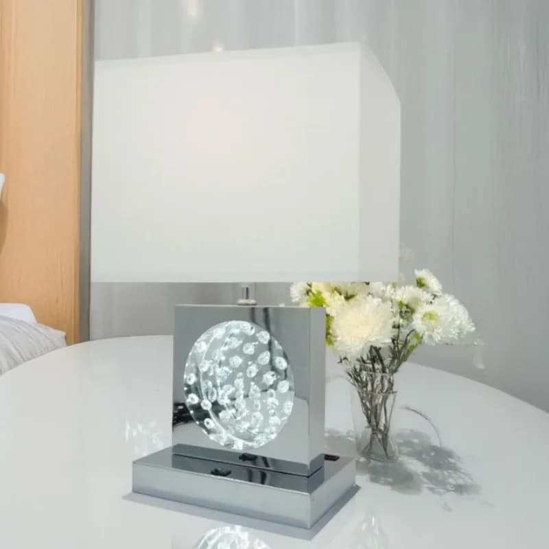 Splendido centrotavola in cristallo cromato, luce notturna + USB + presa di corrente, decorazioni per la casa